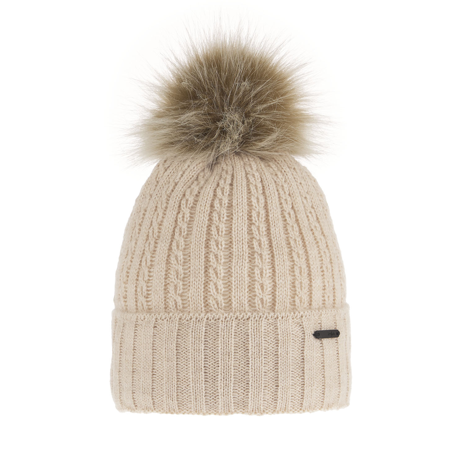 Berretto invernale donna, beige, con pompon, Karizma