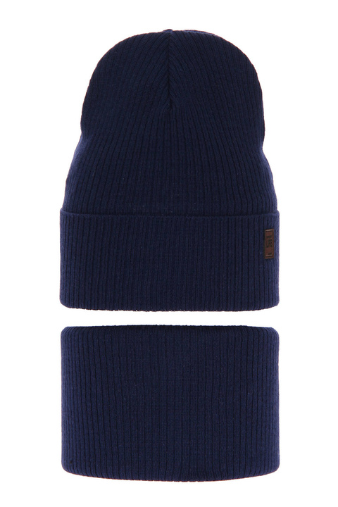 Set autunno/primavera bambino: berretto e scaldacollo, con cotone, blu scuro, Dragon