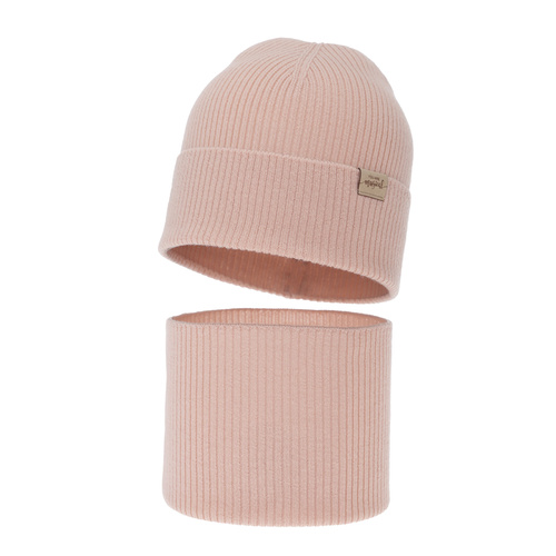 Set autunno/primavera bambina: berretto e scaldacollo, cremoso, 100% Lana Merino, Magenta