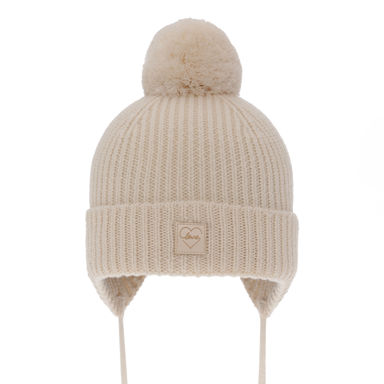 Berretto invernale bambina, rosa chiaro, 100% Lana Merino, foderato in pile, con lacci, Hakkari