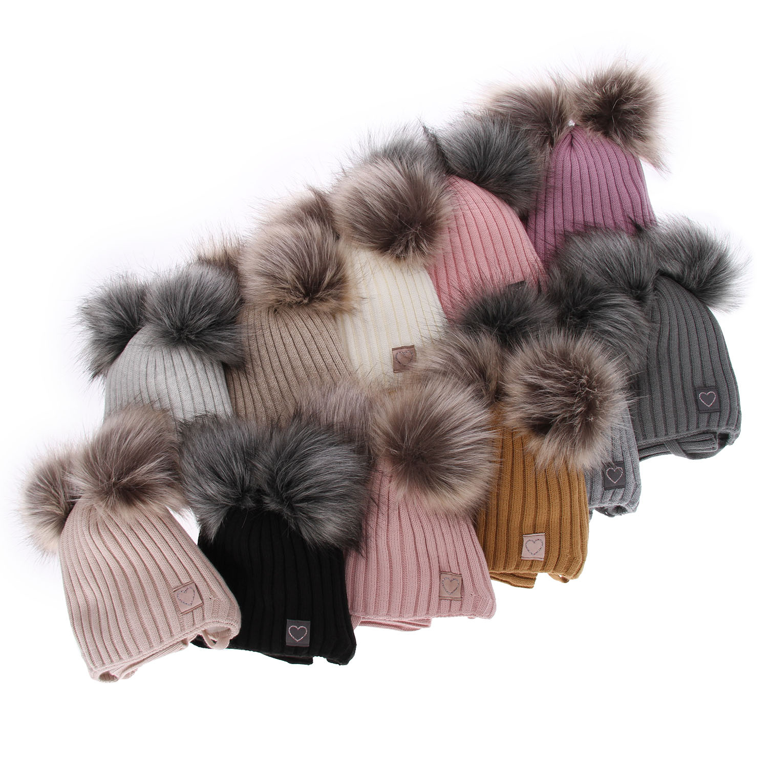 Set invernale bambina: berretto e scaldacollo, nero, con due pon pon, con lacci, Telisa