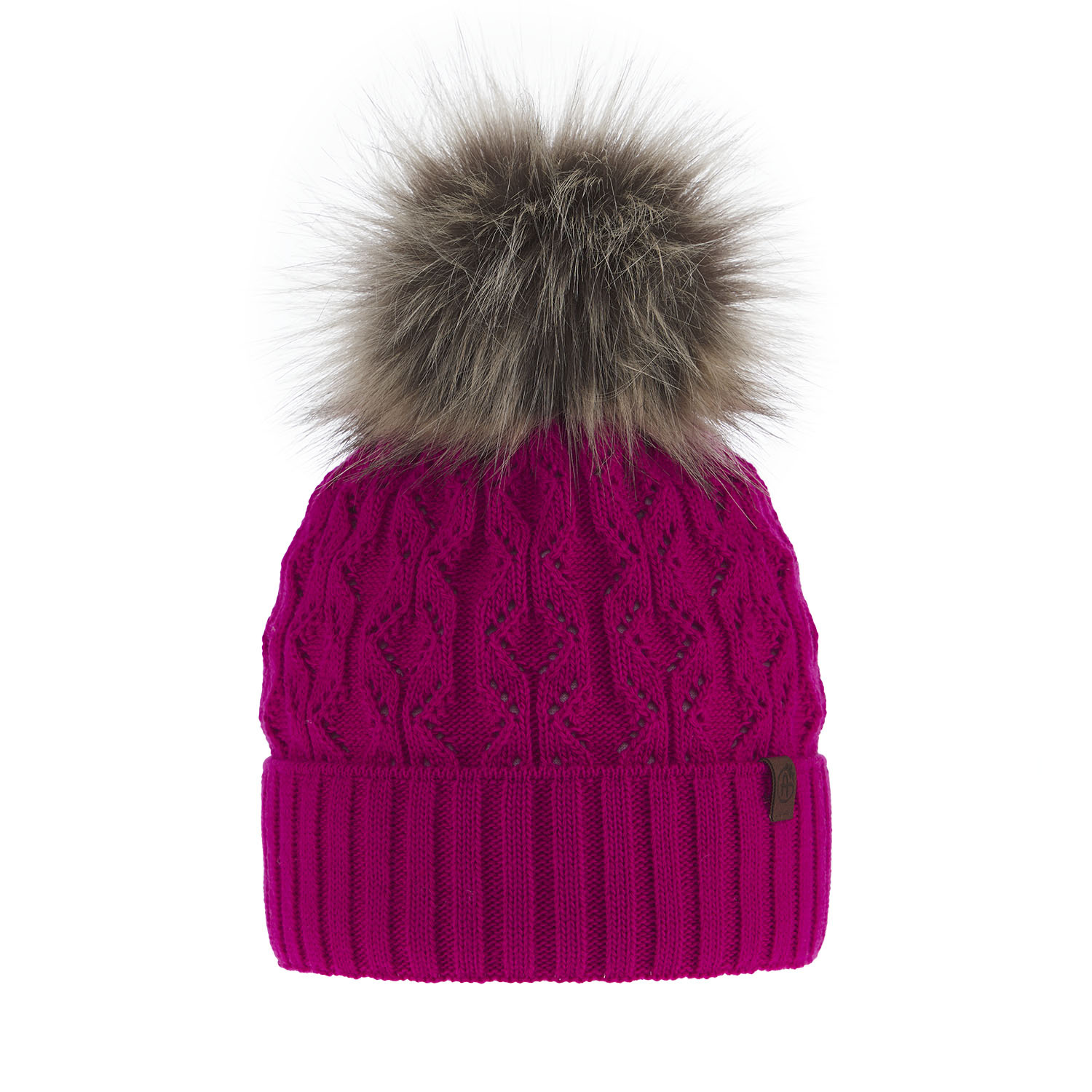 Berretto invernale donna, rosa, con pompon, Katty