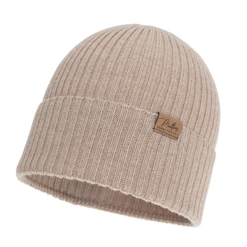 Berretto autunno/primavera donna, beige, 100% Lana Merino, senza cuciture, Fabrizia