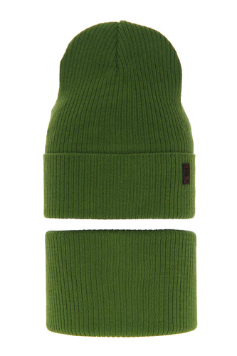 Set autunno/primavera bambino: berretto e scaldacollo, con cotone, verde, Dragon