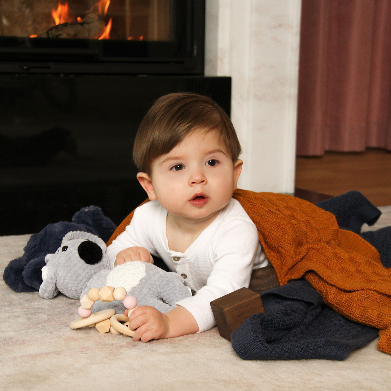 Coperta bambù-cotone per neonato, grigia, delicata, Pony