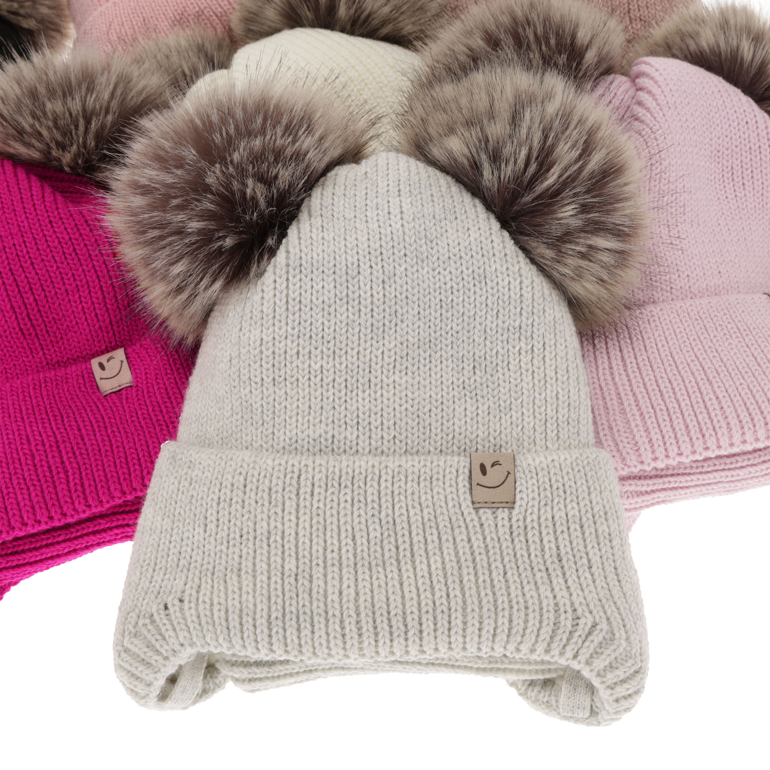 Set invernale bambina: berretto e scaldacollo, bianco, con due pon pon, con lacci, Zori