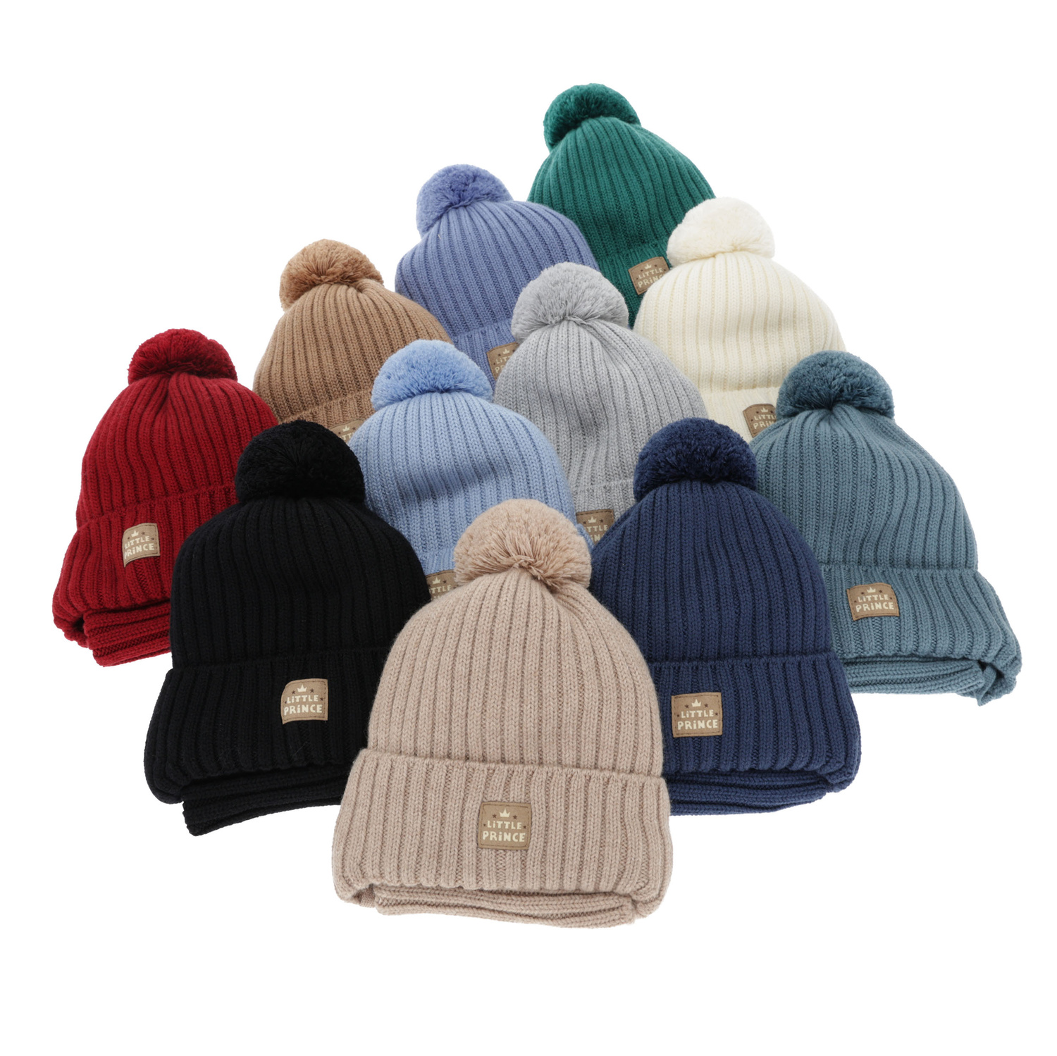 Set invernale bambino (berretto e scaldacollo), cremoso, 100% Lana Merino, foderato in cotone, con lacci, Masil