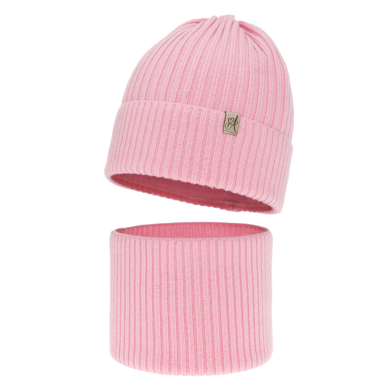 Set invernale bambina: berretto e scaldacollo, rosa, 100% Lana Merino, Patricia