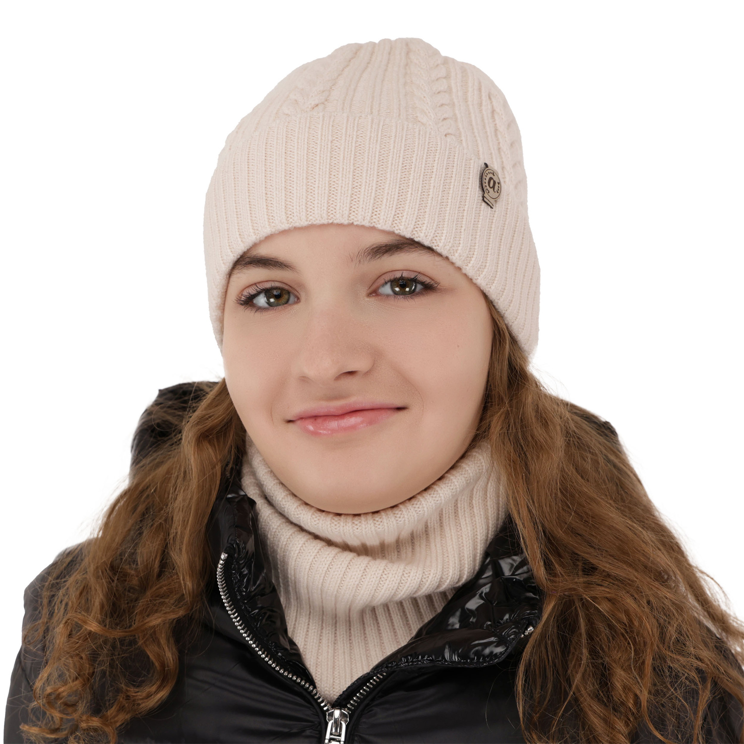 Set invernale bambina: berretto e scaldacollo, crema, 100% Lana Merino, Jenny