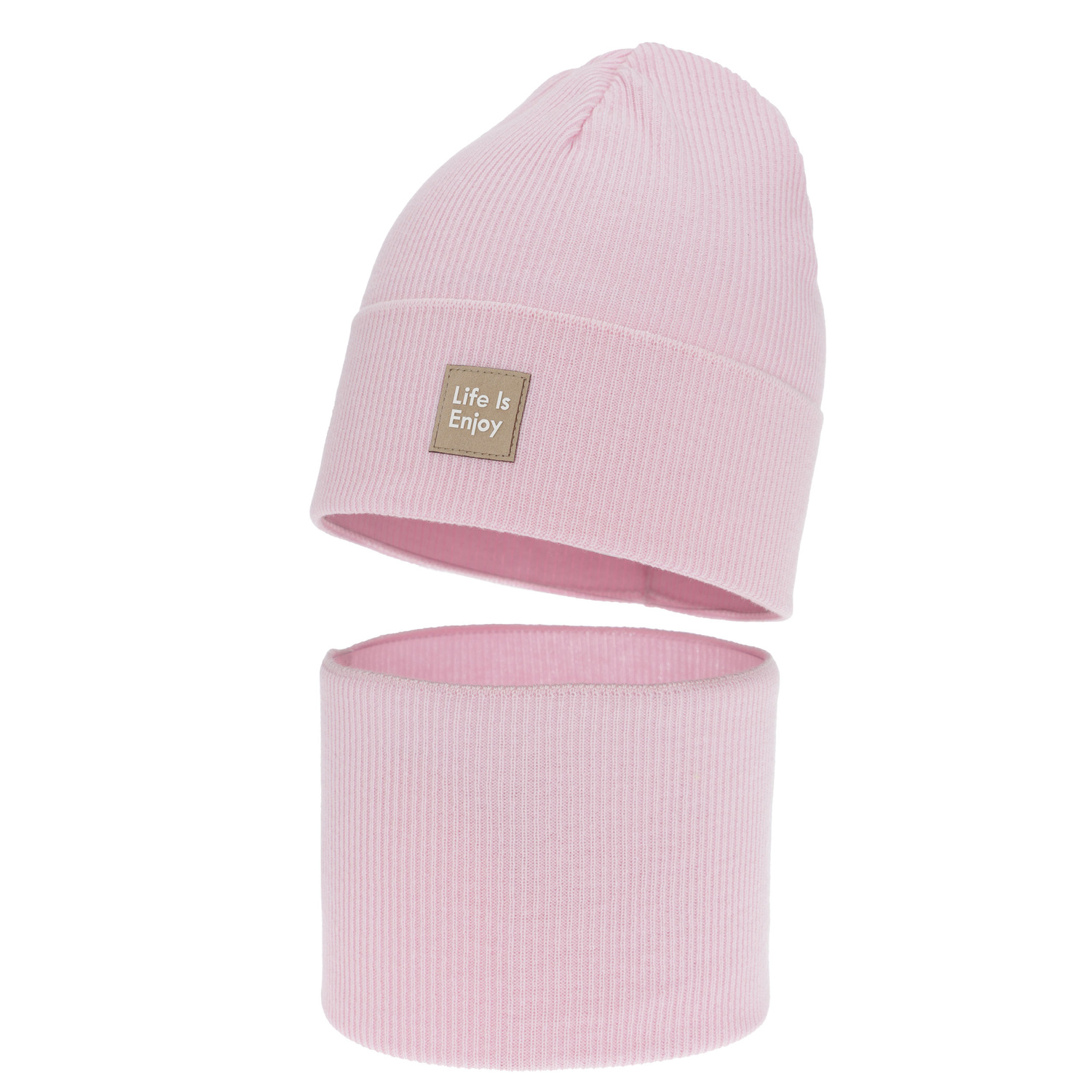 Set autunno/primavera bambina: berretto e scaldacollo, con cotone, rosa, Zola