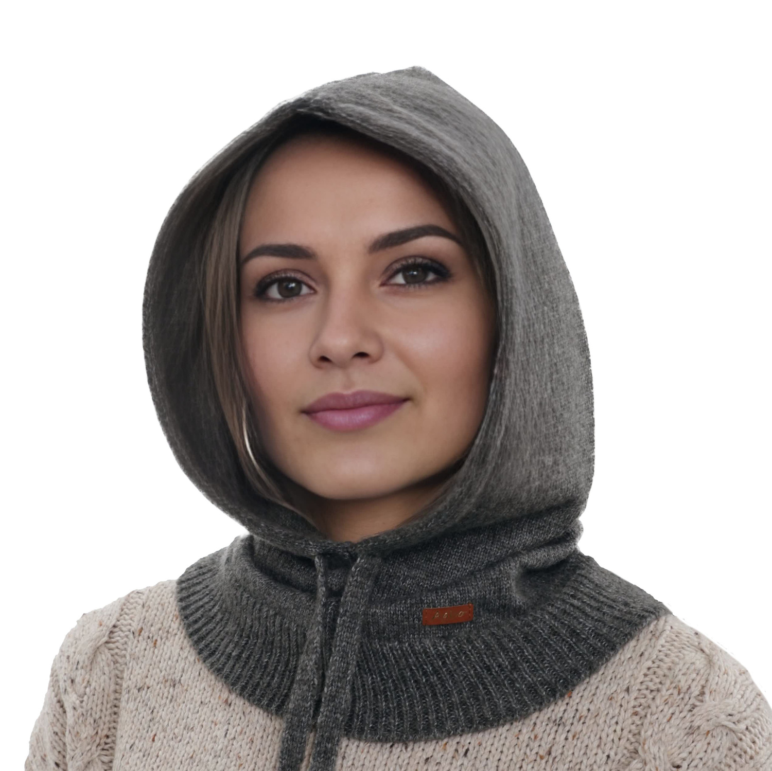 Passamontagna invernale donna, grigia, con lana, Elizabeth