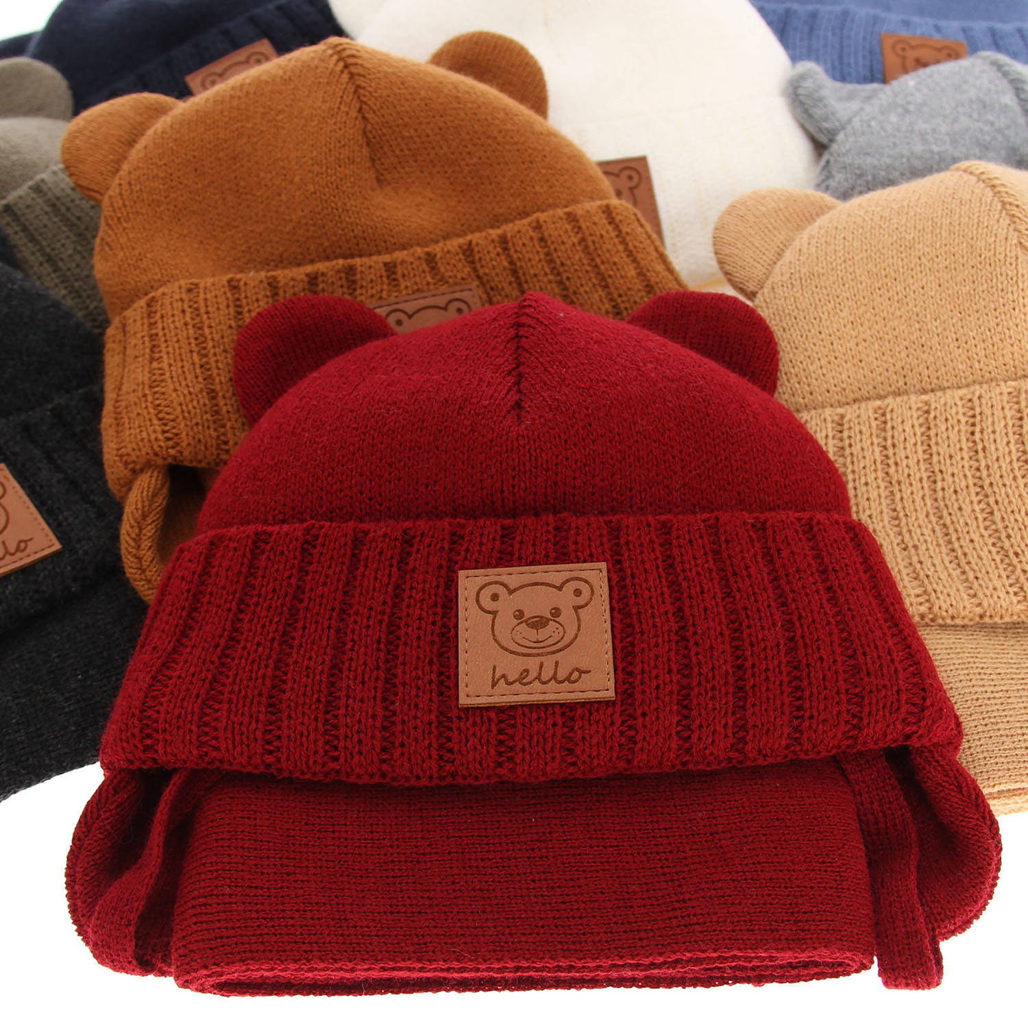 Set invernale bambino: berretto e sciarpa, blu scuro, con lacci, Petit