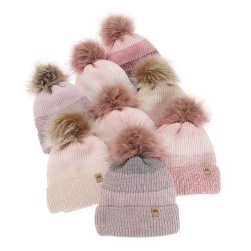 Set invernale bambina: berretto e scaldacollo, rosa, con pompon, Gimena