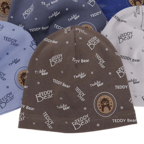 Berretto autunno/primavera bambino, blu, con patch, con stampa, Tedi