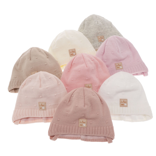 Berretto autunno/primavera bambina, lilla, con lacci, Celine