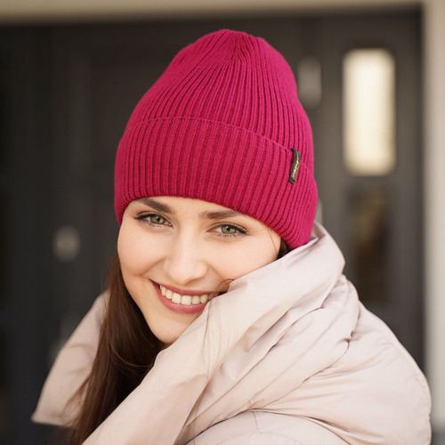 Berretto invernale donna, smaragdowy, 100% Lana Merino, Megan