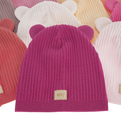 Berretto autunno/primavera bambina, con cotone, arancione, Con pompon, Clarisa