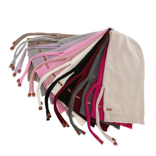 Passamontagna invernale donna, beige, con lana merino, Elizabeth