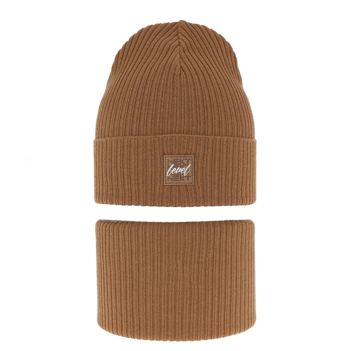 Set autunno/primavera bambino: berretto e scaldacollo, con cotone, cammello, Fenix