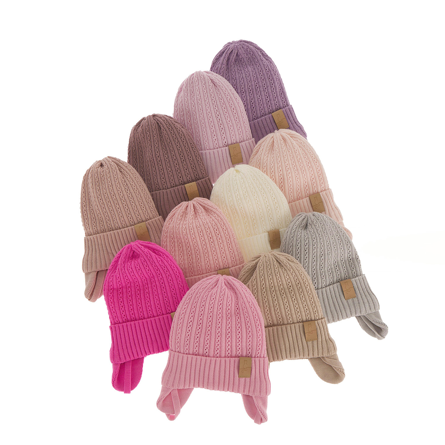 Berretto autunno/primavera bambina, grigia, con lacci, Clea