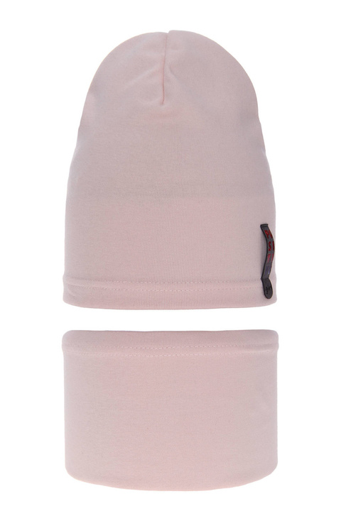 Set autunno/primavera bambina: berretto e scaldacollo, rosa, in cotone, Flores