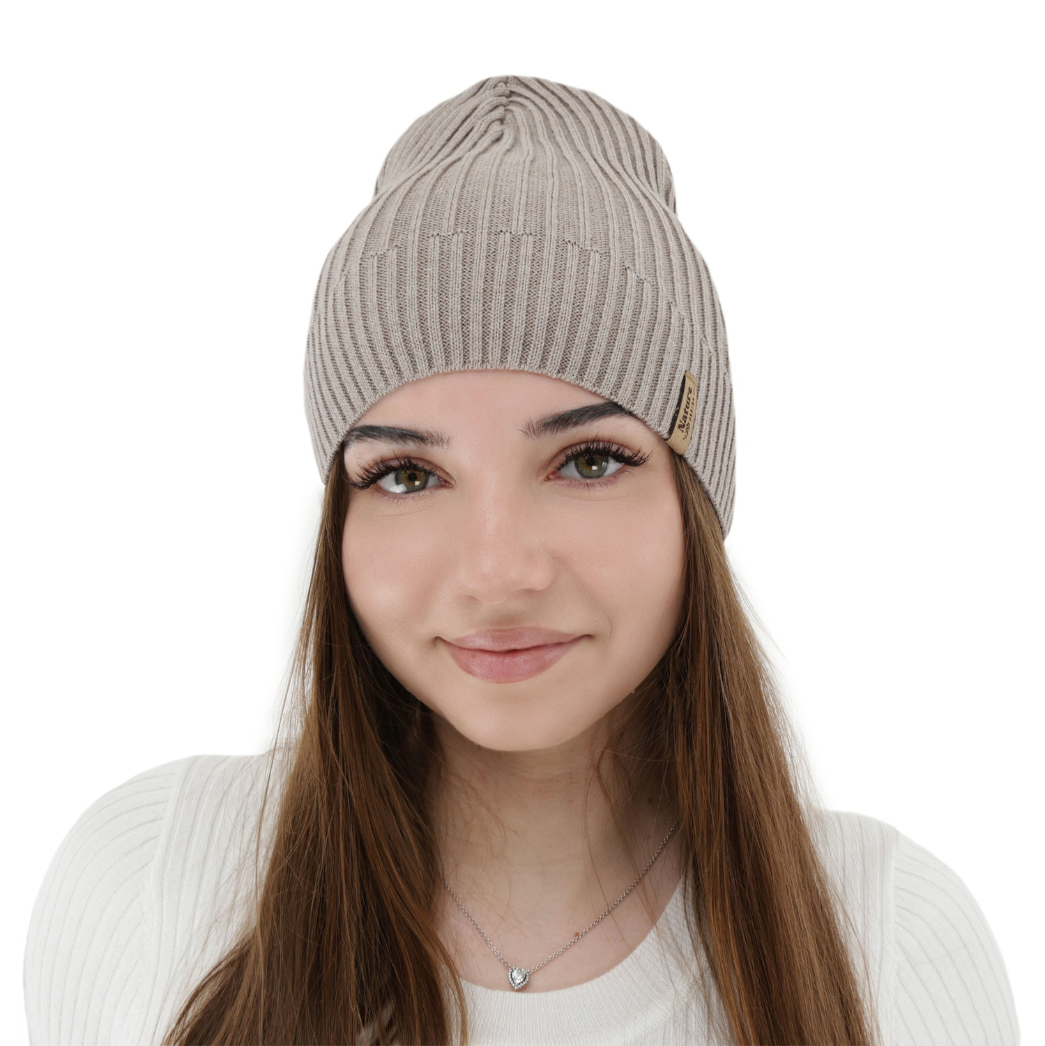 Berretto da donna primavera, autunno, con cotone, beige, Mirona