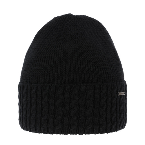 Berretto invernale donna, nero, 100% Lana Merino, Febe