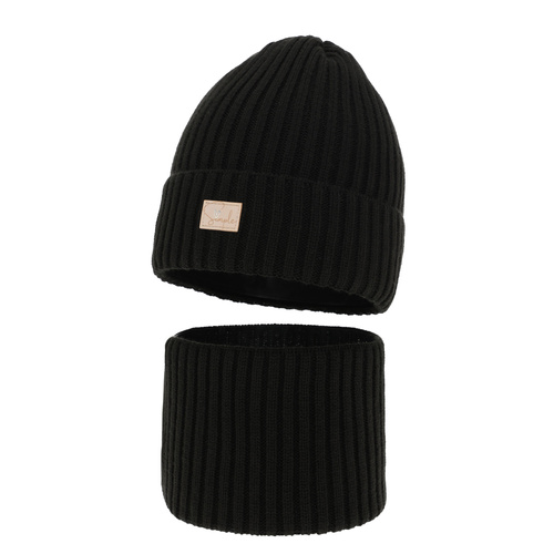 Set invernale bambina: berretto e scaldacollo, nero, Tampa