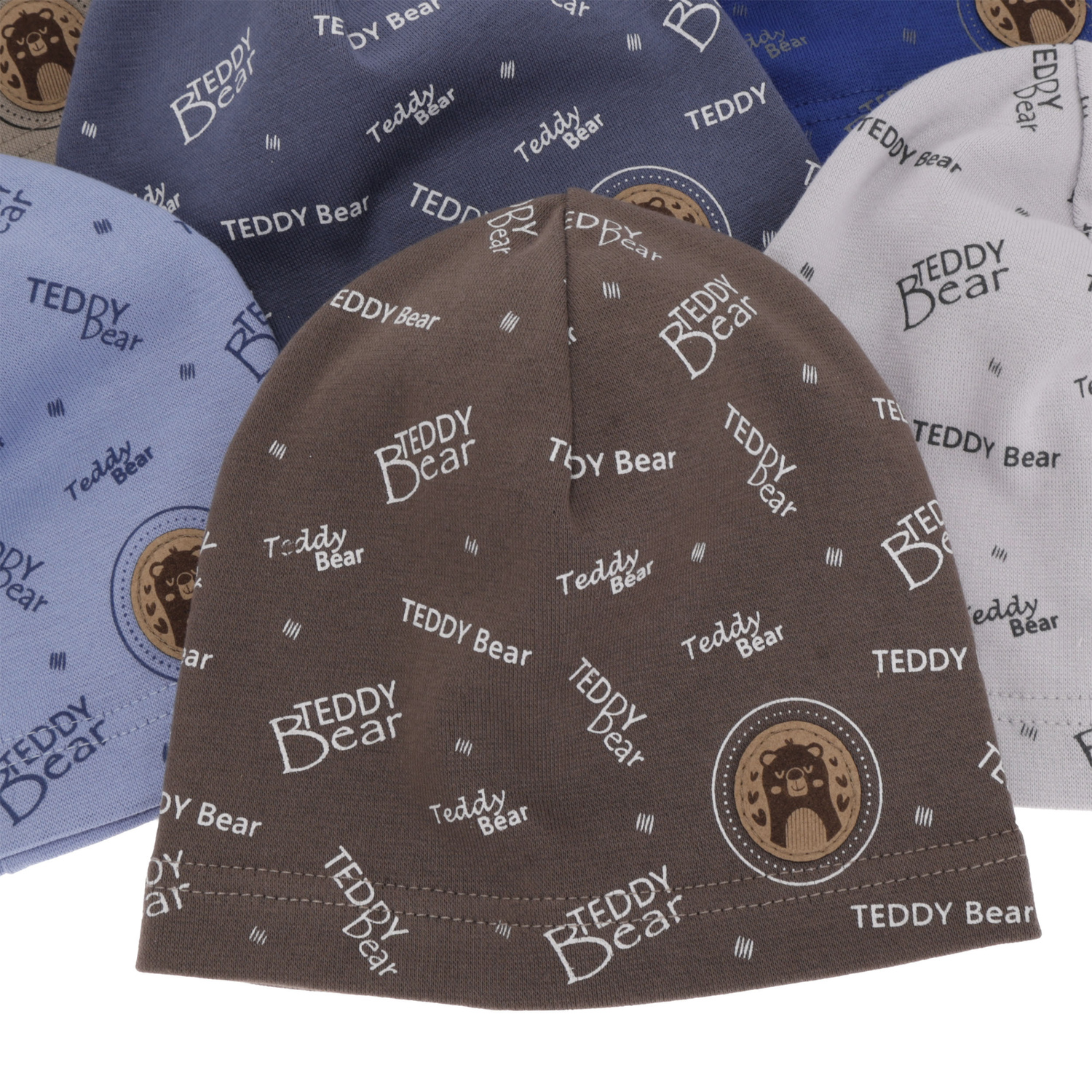 Berretto autunno/primavera bambino, blu, con patch, con stampa, Tedi