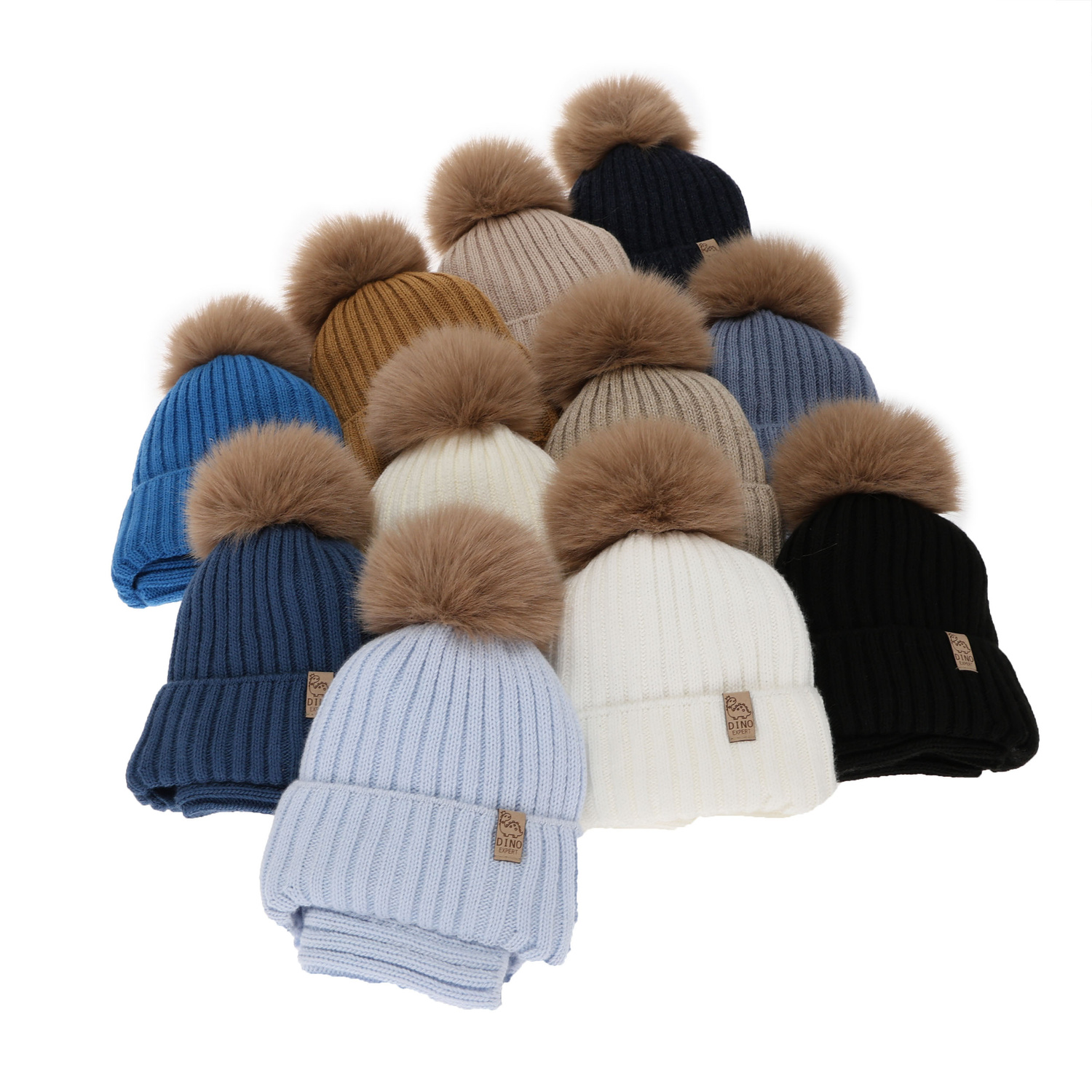 Set invernale bambino: berretto e scaldacollo, azzurro, con pompon, Bagil