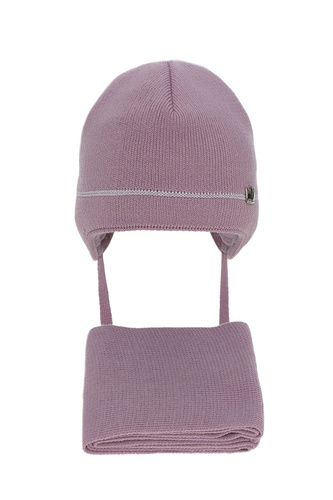 Set invernale bambina: berretto e sciarpa, viola, con lacci, Elina