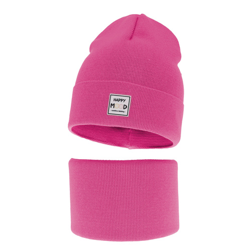 Set autunno/primavera bambina: berretto e scaldacollo, con cotone, rosa, Mersila