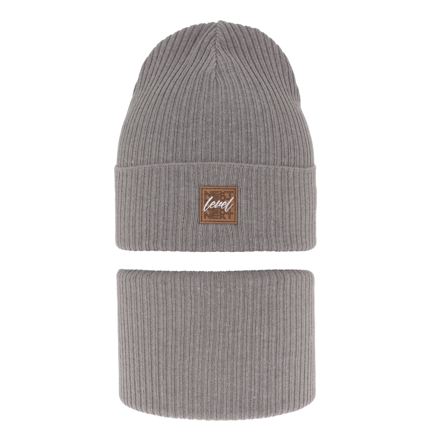 Set autunno/primavera bambino: berretto e scaldacollo, con cotone, grigio chiaro, Fenix