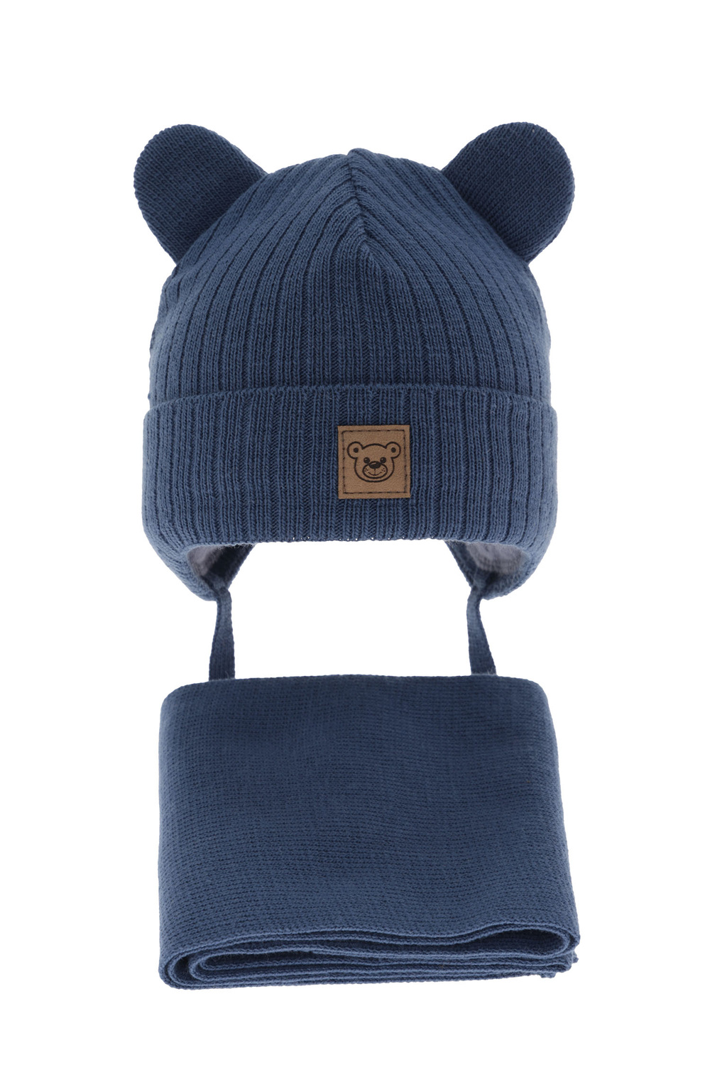 Set invernale bambino: berretto e sciarpa, blu, con lacci, Anthony