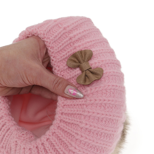 Set invernale bambina: berretto e scaldacollo, nero, con pompon, Polinezja