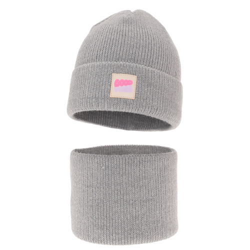 Set invernale bambina: berretto e scaldacollo, grigio, Josephin