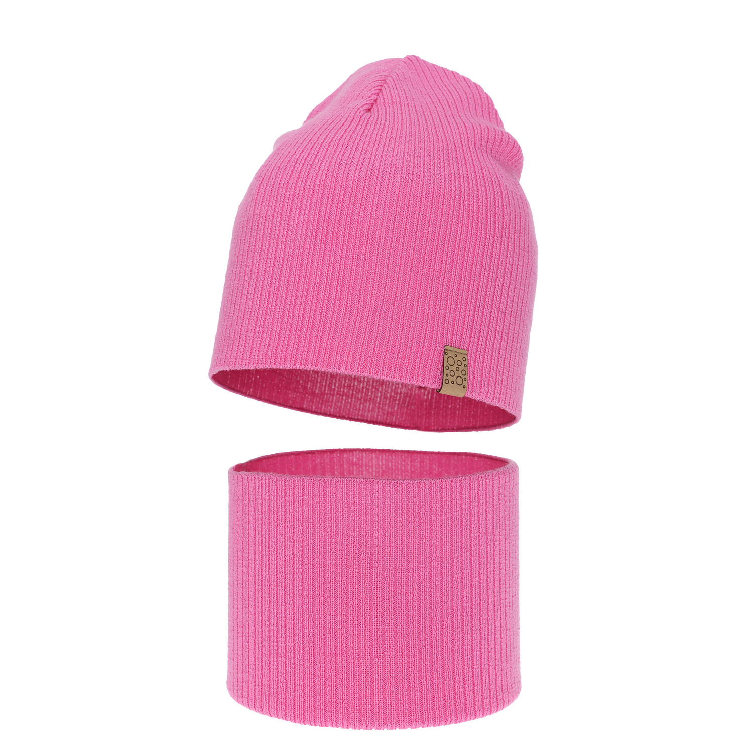 Set autunno/primavera bambina: berretto e scaldacollo, rosa, 100% Lana Merino, Ricona