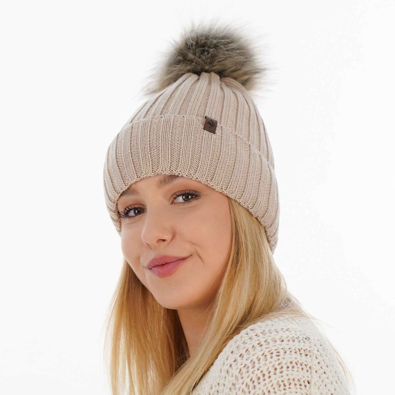 Berretto invernale donna, grigio, 100% Lana Merino, Texa