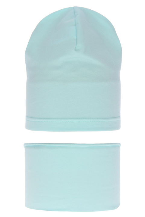 Set autunno/primavera bambina: berretto e scaldacollo, verde menta, in cotone, Hazelka