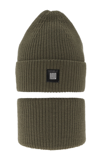 Set invernale bambino: berretto e scaldacollo, khaki, Amadeo