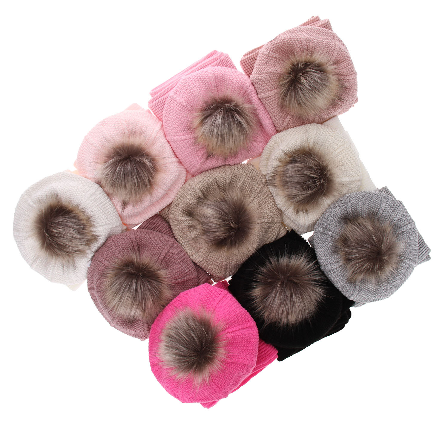 Set invernale bambina: berretto e sciarpa, rosa, con pompon, Elif