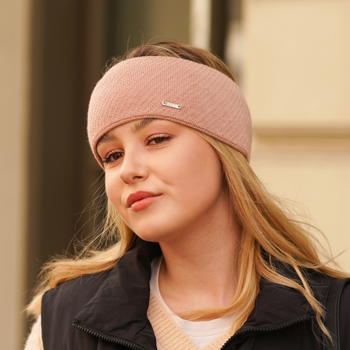 Fascia per capelli invernale donna, rosa, 100% Lana Merino, Katrina