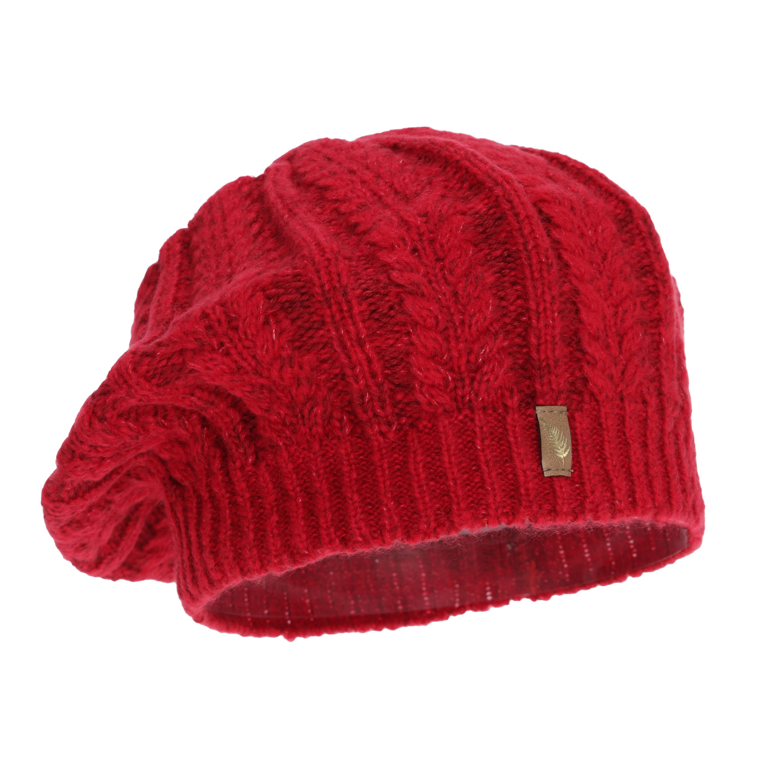 Beret invernale donna, rosso, con lana merino, Senja