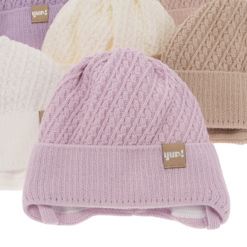 Berretto autunno/primavera bambina, beige, con lacci, Dafia