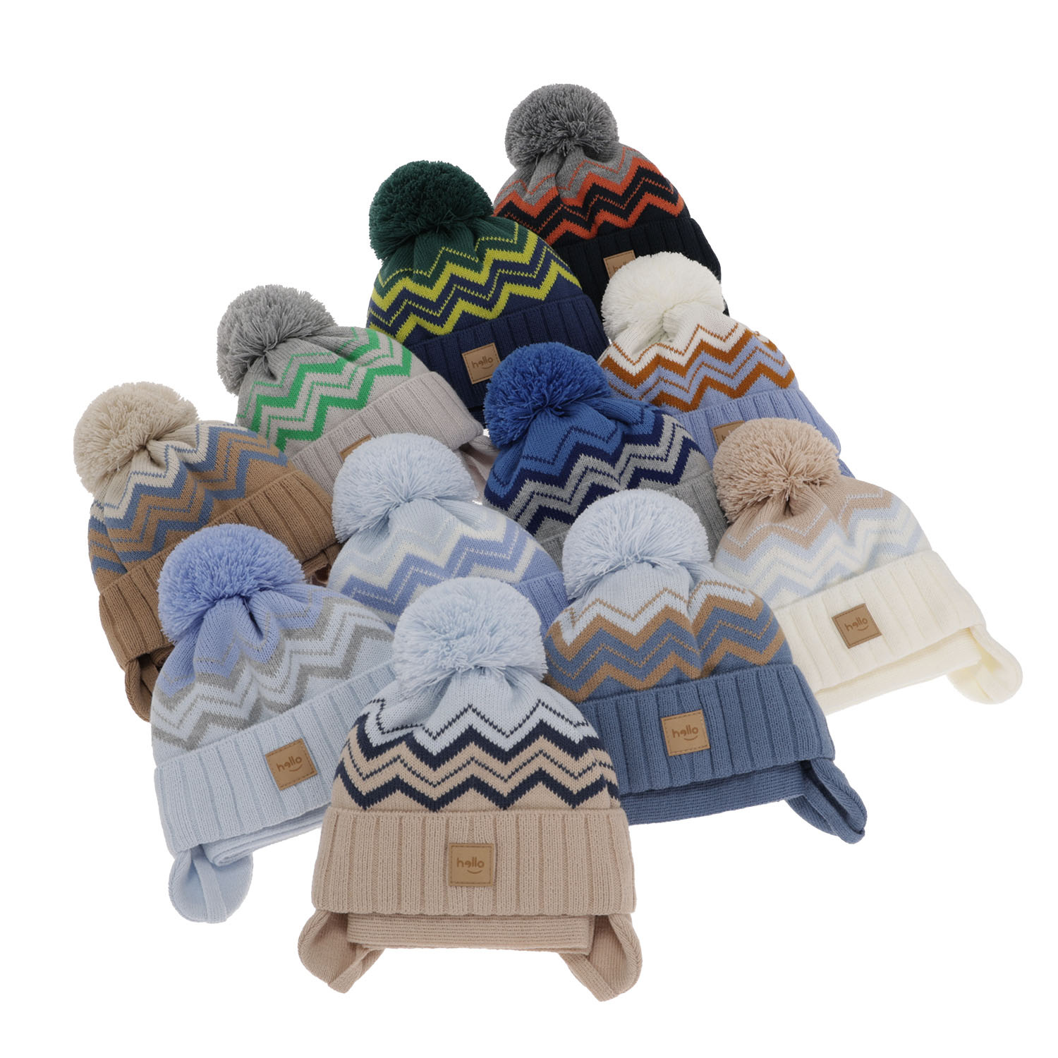 Set invernale bambino: berretto e sciarpa, blu navy, con lacci, con pompon, Marcus