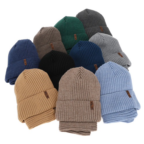 Set invernale bambino (berretto e scaldacollo), azzurro, foderato in pile, con lana merino, Colton