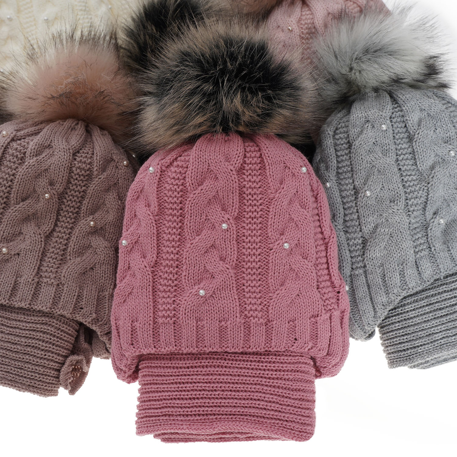 Set invernale bambina: berretto e sciarpa, lilla, con pompon, Mirella