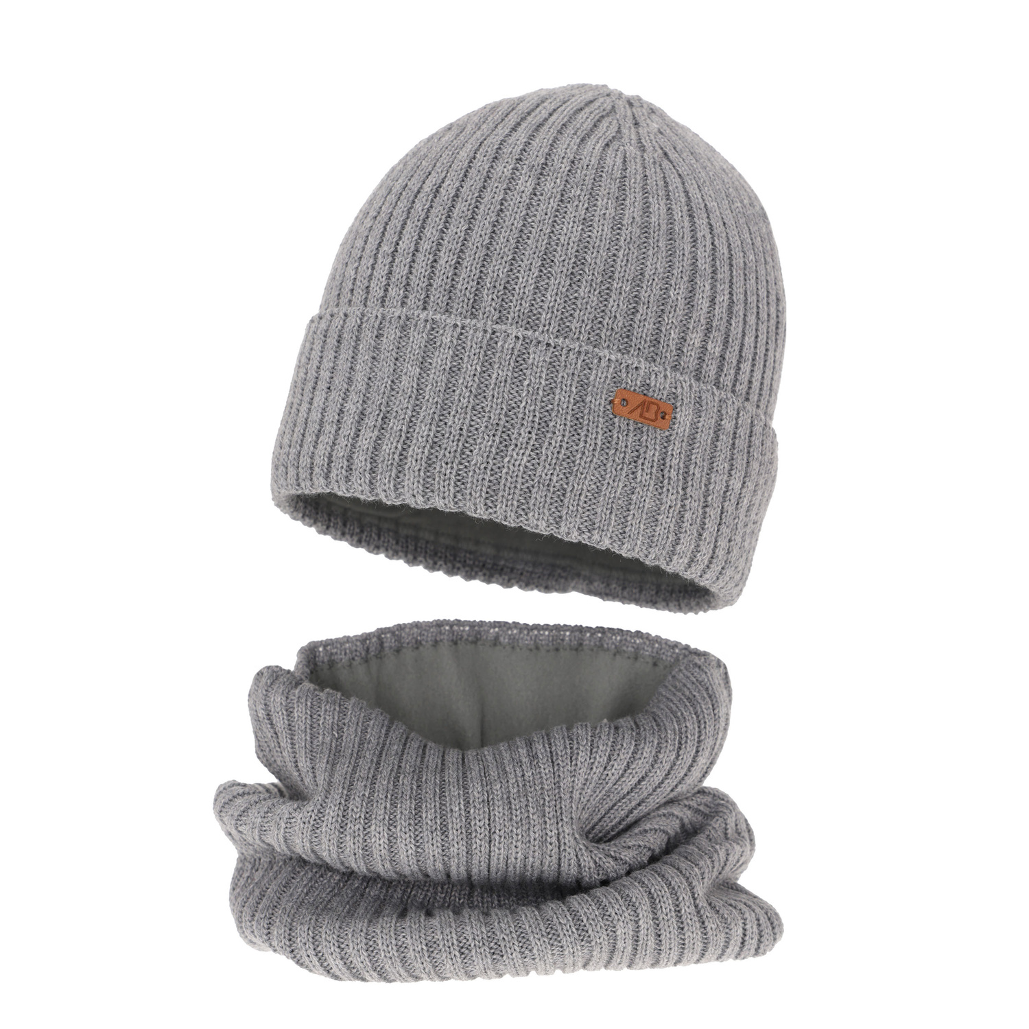 Set invernale bambino: berretto e scaldacollo, grigio, 100% Lana Merino, Palermo