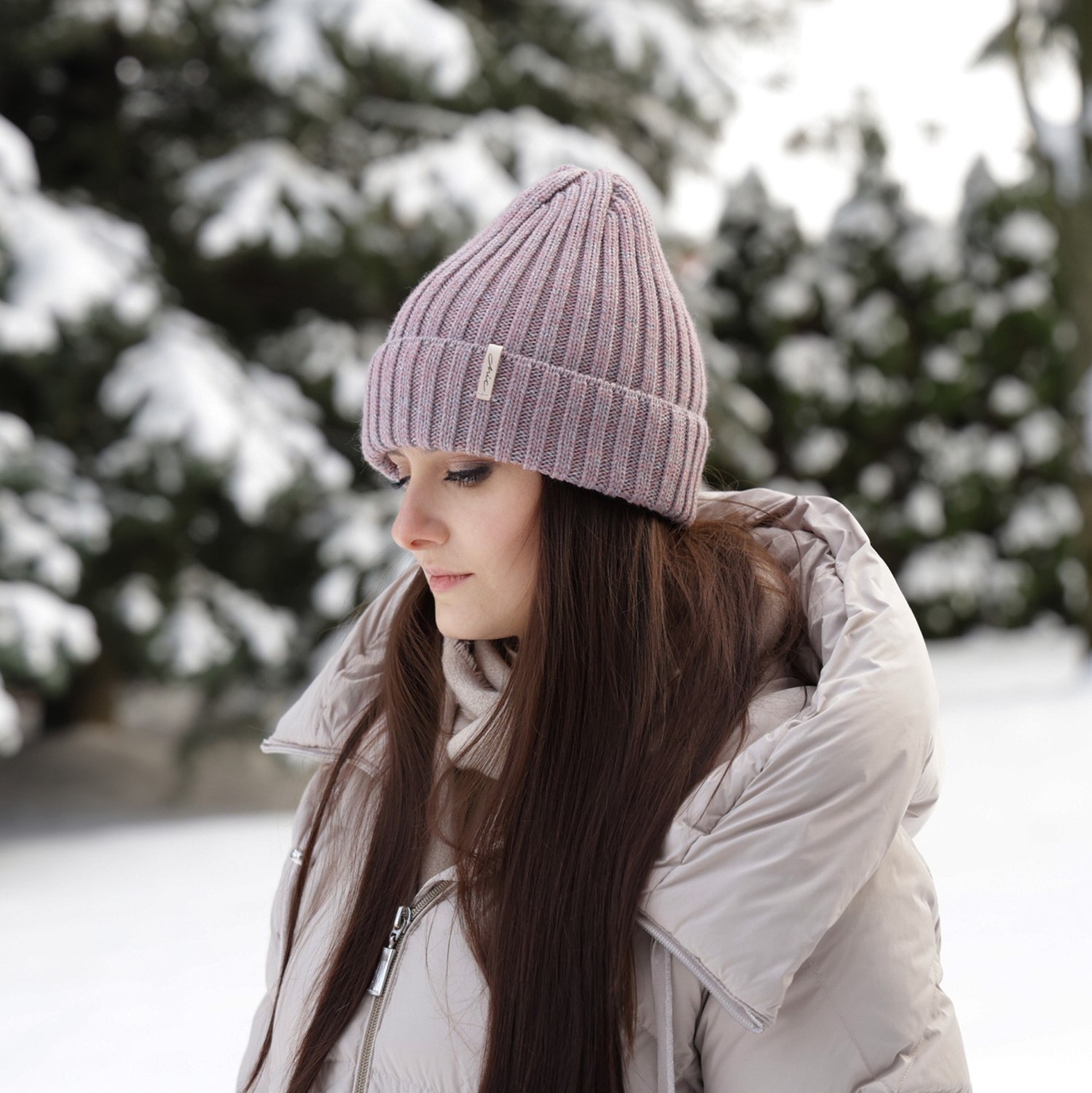Berretto invernale donna, rosa, 100% Lana Merino, Missi