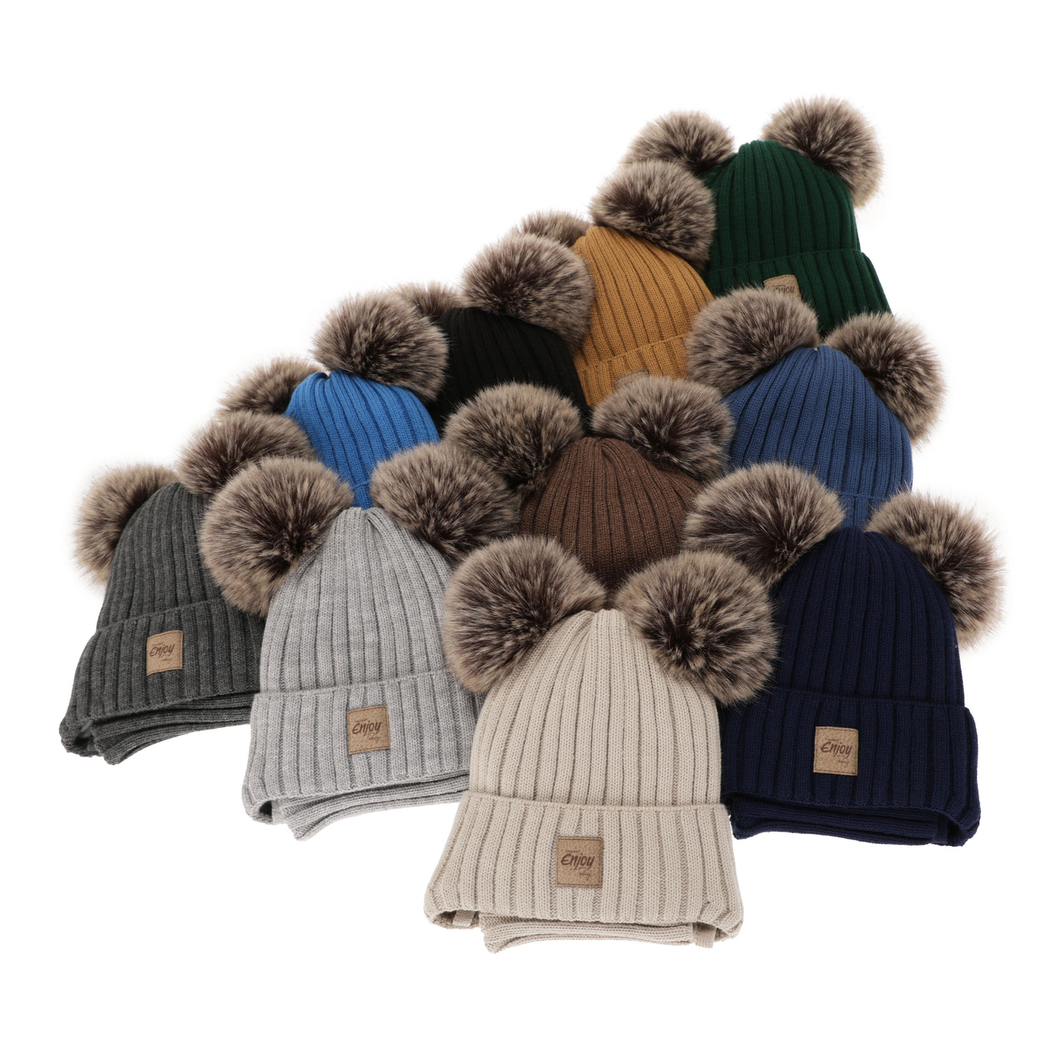 Set invernale bambino: berretto e scaldacollo, azzurro, con due pon pon, con lacci, Orange